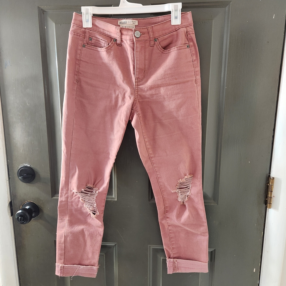 Mudd Women's Ankle Cropped Jeans Pink